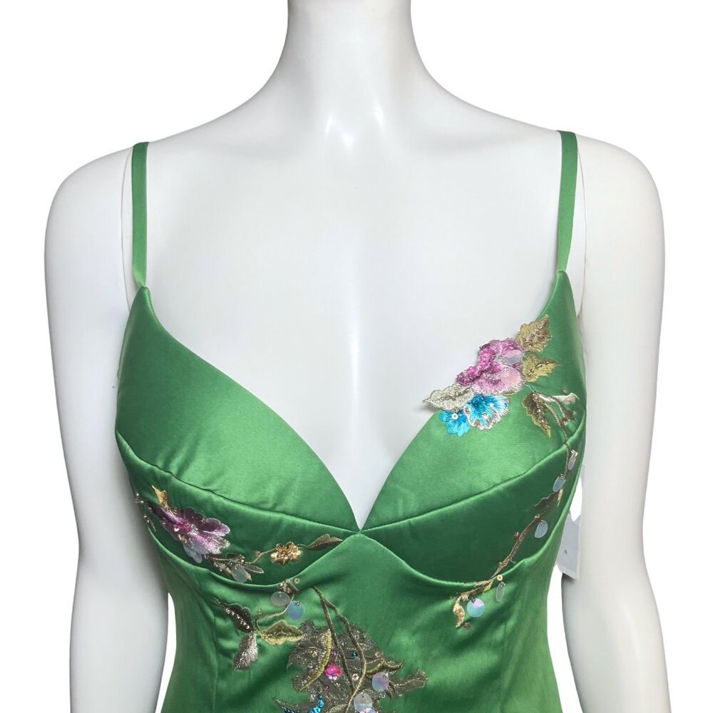 NWT Vintage Y2K Julian Joyce Midi Cocktail Dress Green Sequins Fairy. XS 6. Hoco - Picture 11 of 14